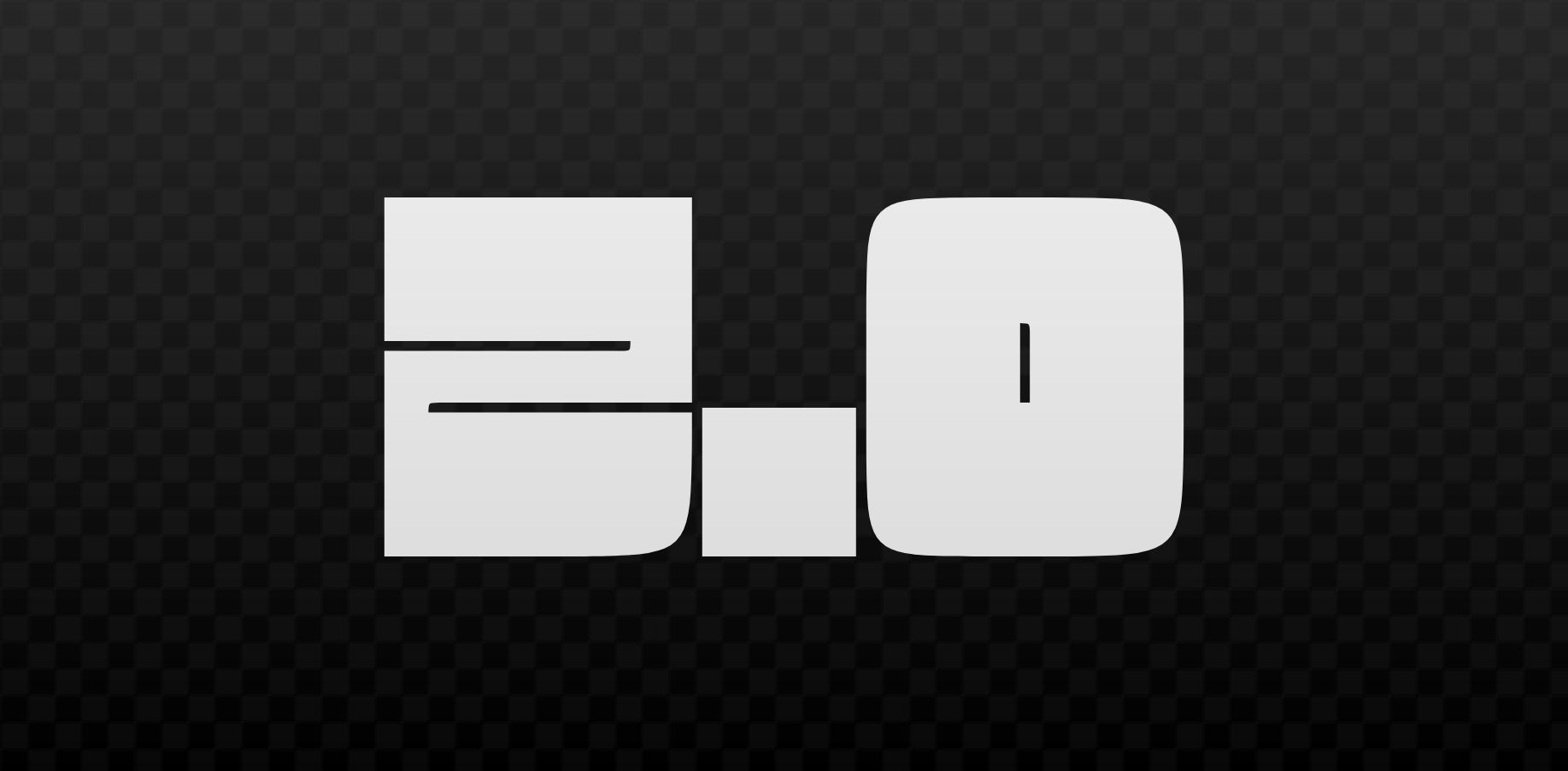 The number 2.0 in front of a faded checkered background